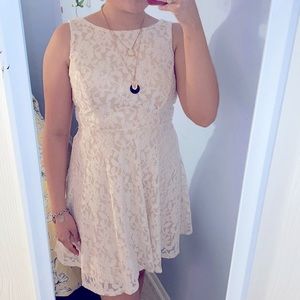 Cream lace fit and flare dress